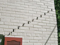 Stair-step cracks showing in a home foundation in Galax