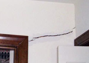 A large drywall crack in an interior wall in High Point